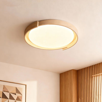 Jonathan Minimalist Round Travertine Stone Flush Mount Ceiling Light