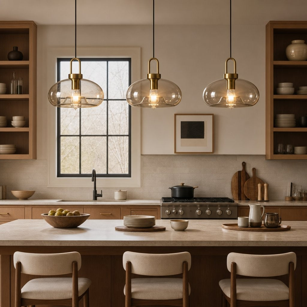Vylith Brass Cognac Glass Single Hanging Lamp