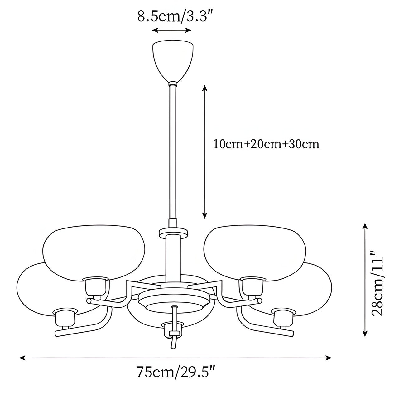 Shadella Modern Cream Glass Bauhaus Chandelier