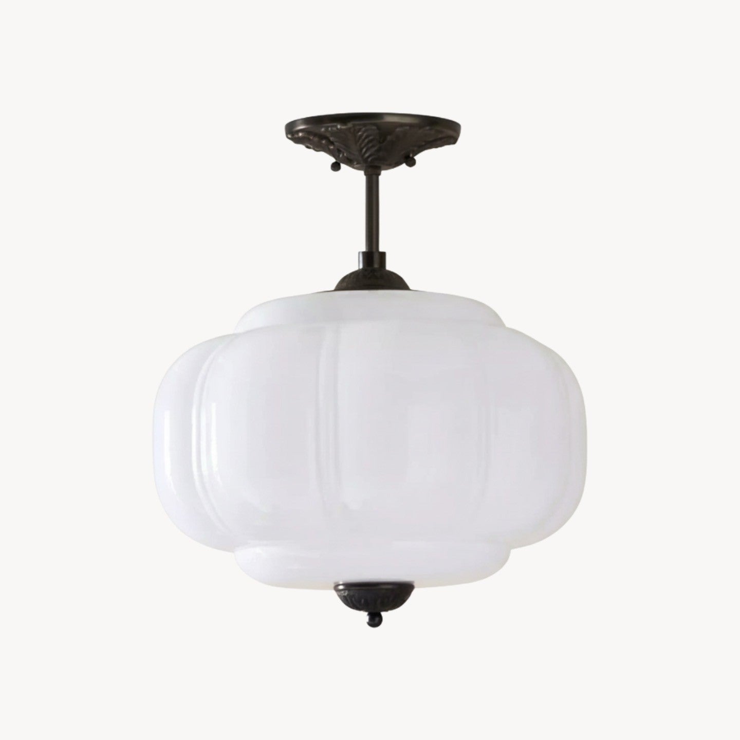 Vortan Antique Brass Green Glass Semi-Flush Mount Eloise Pendant Lamp