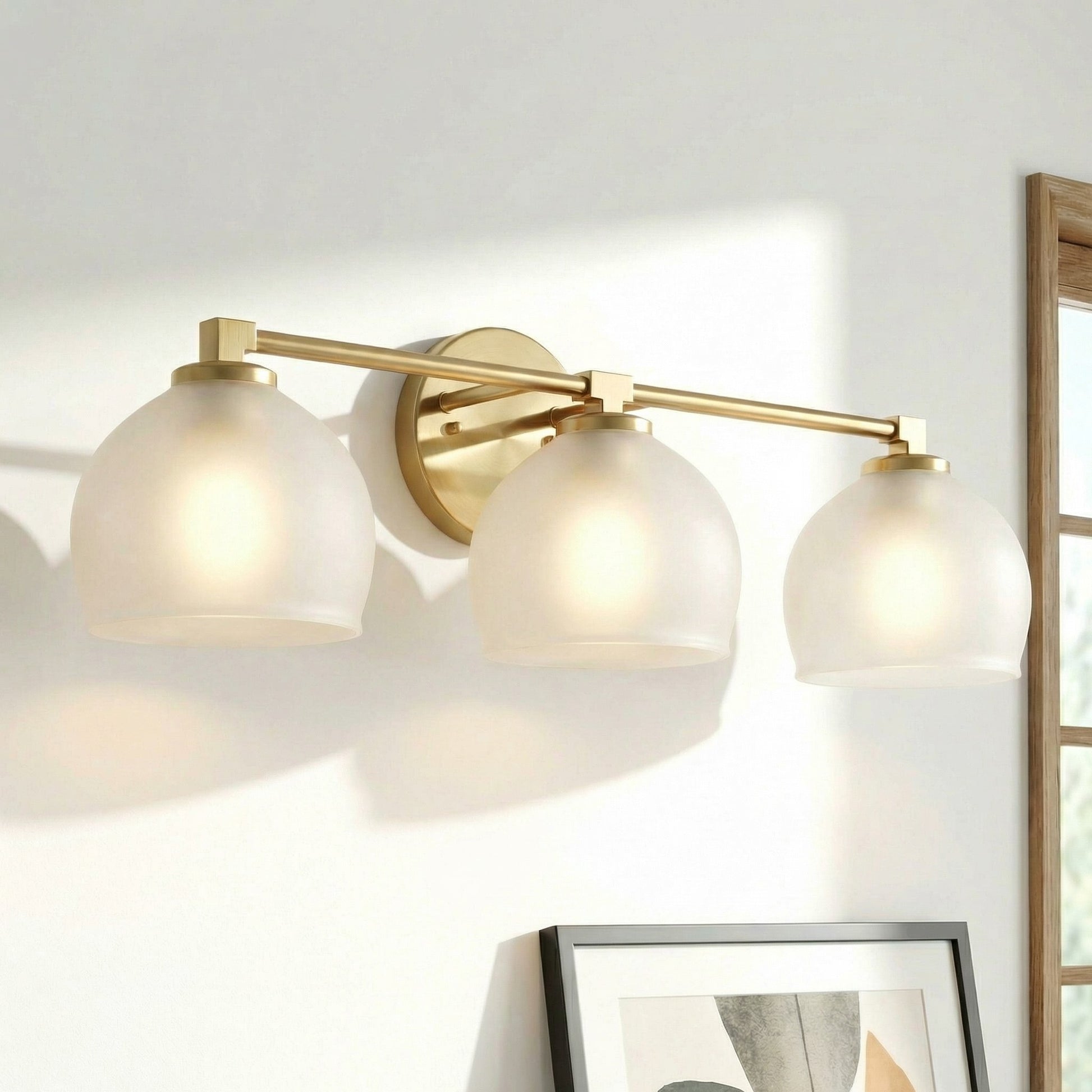 Conrad Vintage 3 Heads Bellflower Glass Wall Sconce
