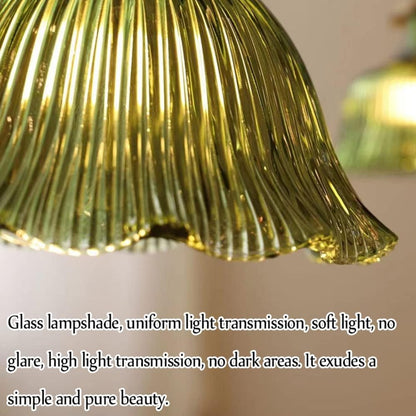 Hermin Antique Flower Ribbed Glass Pendant Light