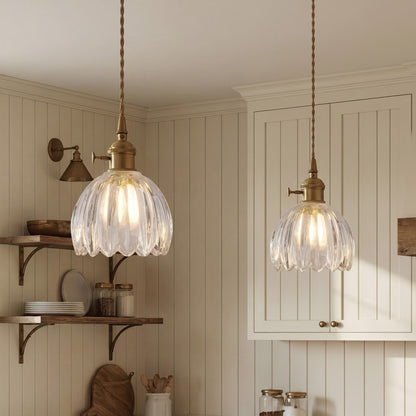 Ivana Retro Copper and Glass Tulip Pendant Light