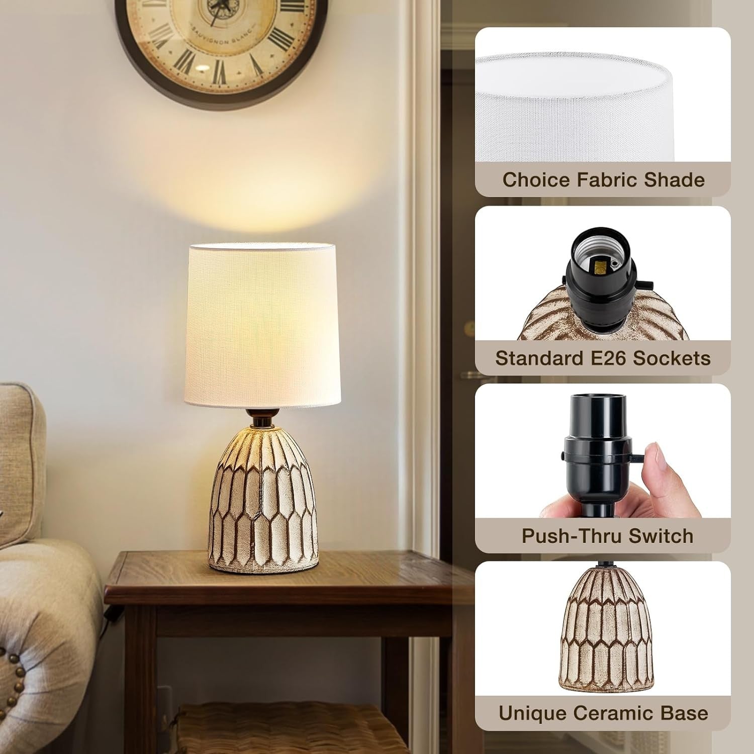 Iverna Mini Boho Hand-Painted Ceramic End Table Lamp