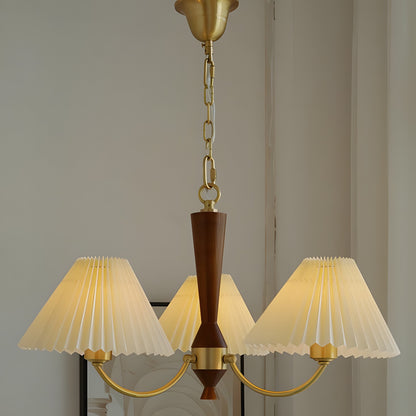 Axel Rustic Pleated Shade Wood Chandelier