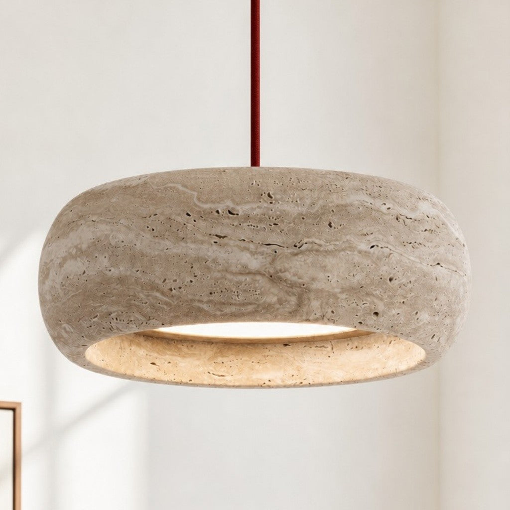 Veloria Scandinavian Travertine Round Pendant Light