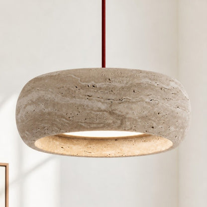 Veloria Scandinavian Travertine Round Pendant Light
