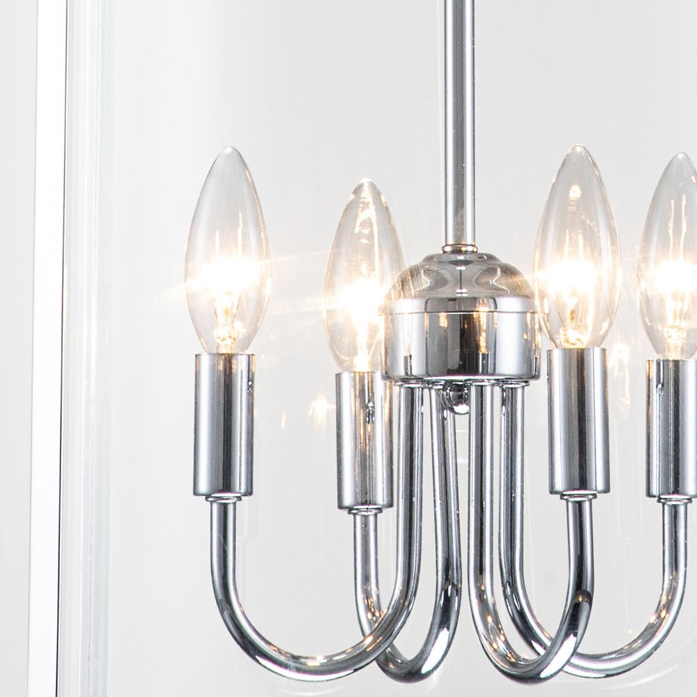 Merrick Metal Lantern Round Glass Chandelier