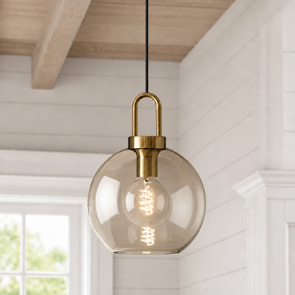 Vylith Brass Cognac Glass Single Hanging Lamp