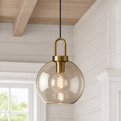 Vylith Brass Cognac Glass Single Hanging Lamp