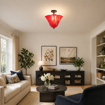 Catalina Contemporary Colored Glass Petal Fazzo Ceiling Light