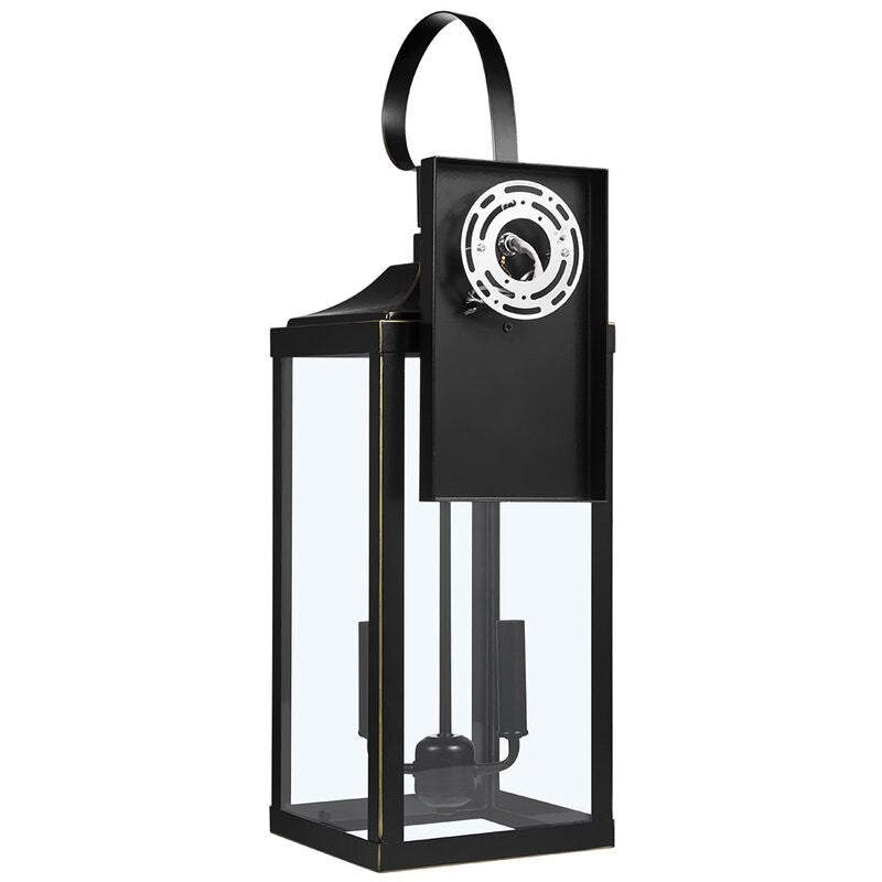 Phelon Large Black Metal Lantern Outdoor Wall Sconce