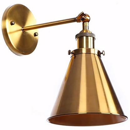 Ruhi Antique Brass Swing Arm Wall Sconce With Tapered Lampshade