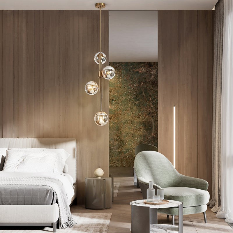 Beaufort Modern Gold 4-Light Orb Mercury Glass Chandelier