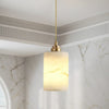 Beverlee Modern Brass Cylinder Alabaster Pendant Light