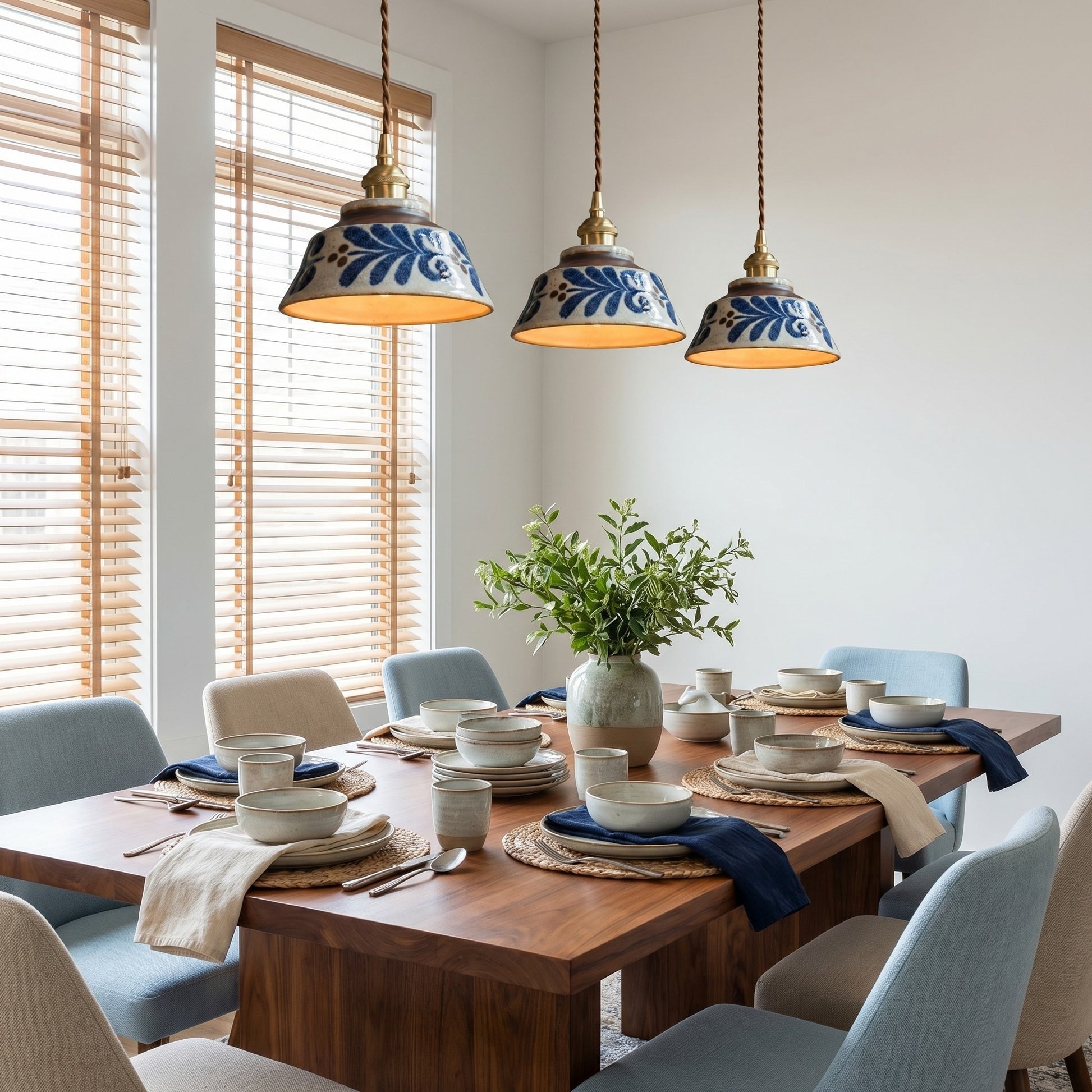 Hussein Vintage Hand-painted Ceramic Pendant Light