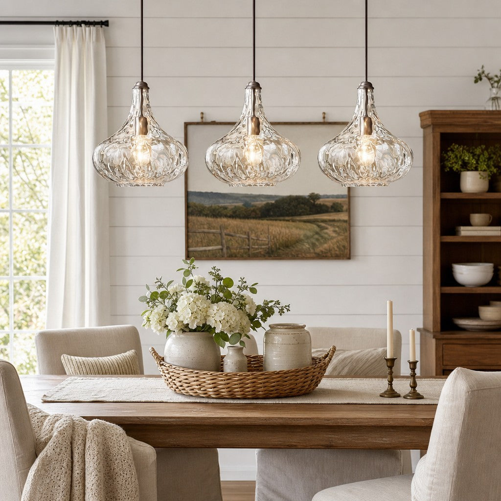 Neville Modern Water Ripples Glass Pendant Light