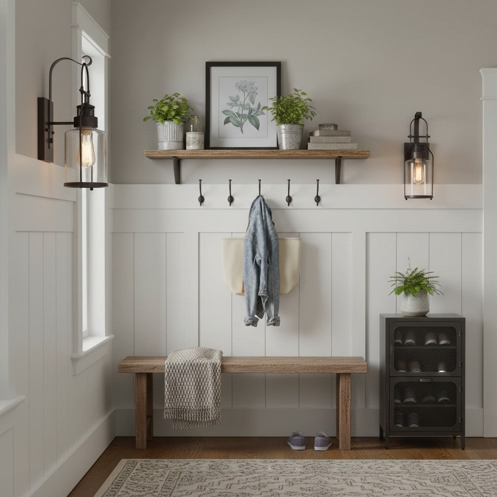 Bureau Industrial Antique Iron Glass Jar Wall Sconce