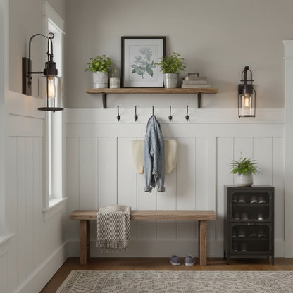 Bureau Industrial Antique Iron Glass Jar Wall Sconce