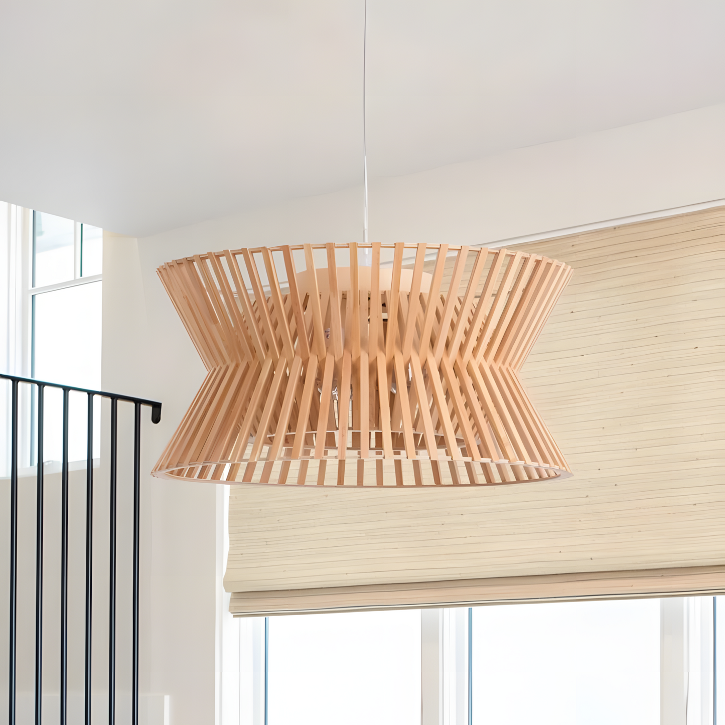 Freja Boho Wood Drum Chandelier