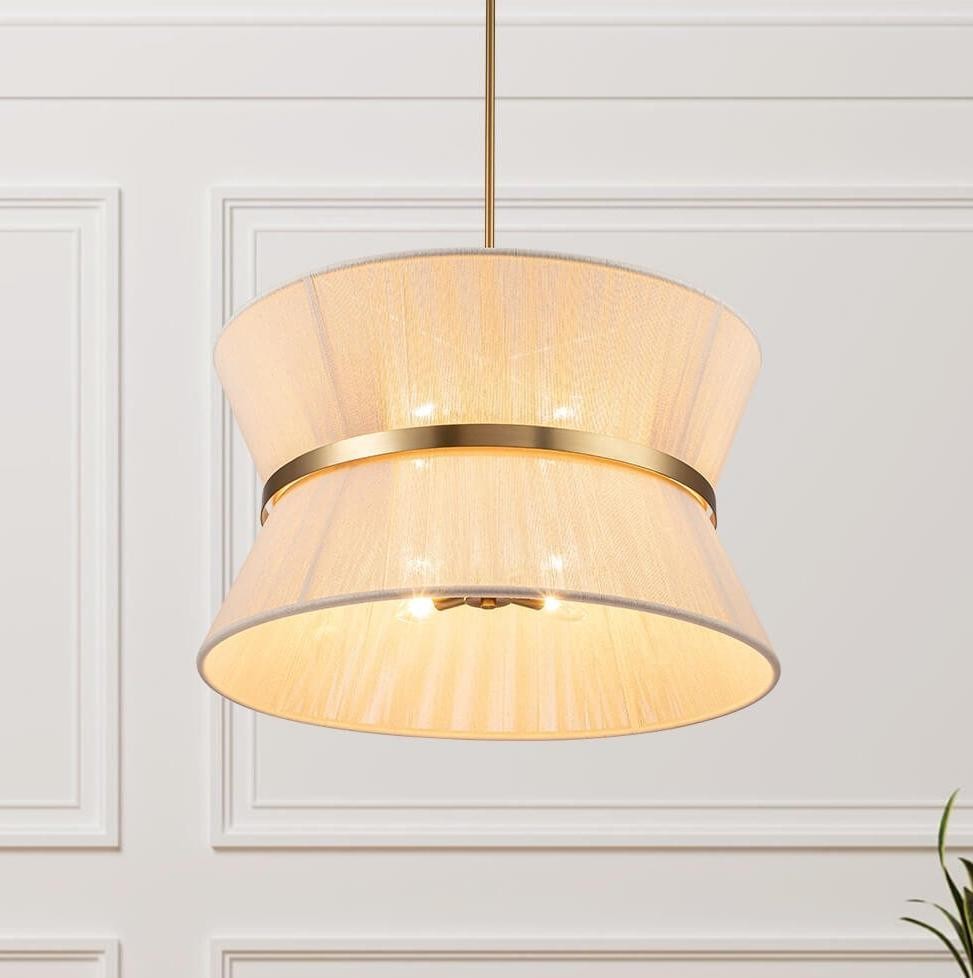 Emily Modern 4 Light Rope Shade Drum Chandelier