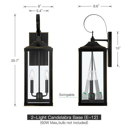 Phelon Large Black Metal Lantern Outdoor Wall Sconce
