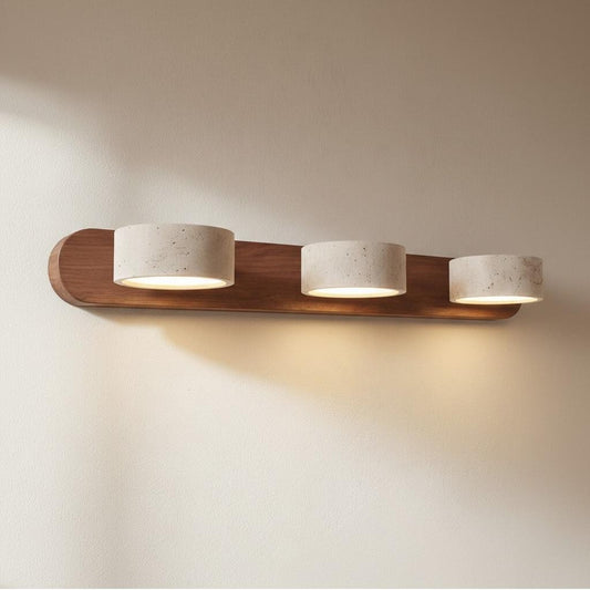 Benjamin Rustic Adjustable Travertine Wood Led Vanity Sconce