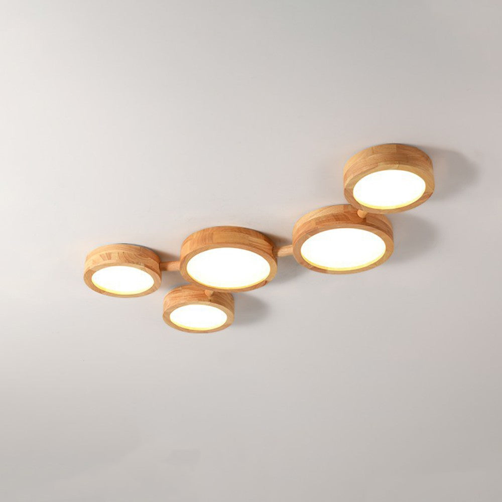 Phelith Modern Multi Heads Wood LED Ceiling Light