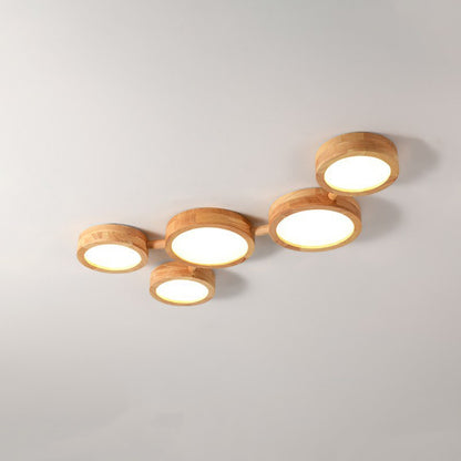 Phelith Modern Multi Heads Wood LED Ceiling Light
