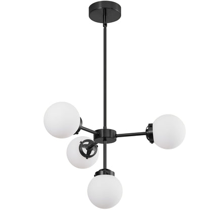 Aelithor 4 Light Opal White Glass Globe Chandelier
