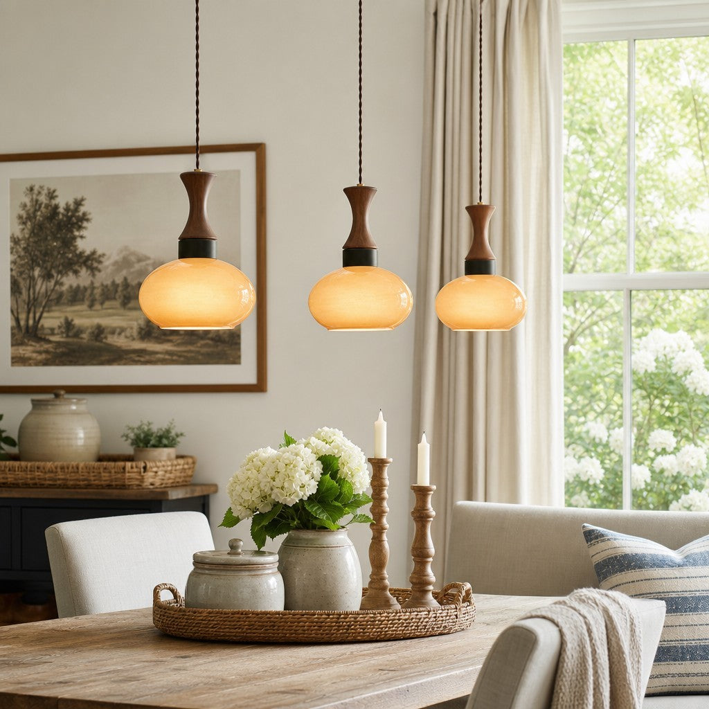 Nyxaris Vintage Bauhaus Round Glass Pendant Light