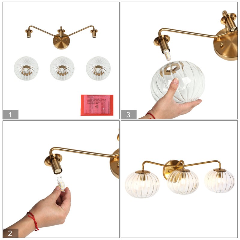 Cedric Modern Brass Spherical Glass Wall Light