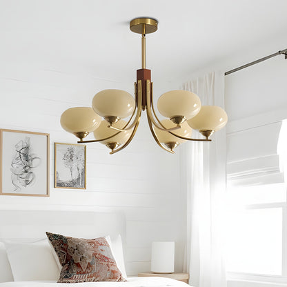 Juino Wood Farmhouse Milk Ball Sputnik Chandelier
