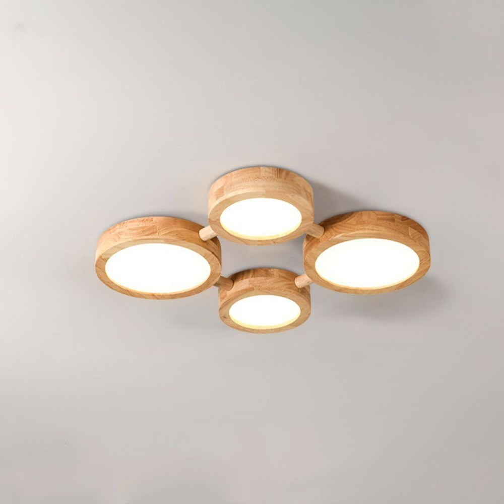 Phelith Modern Multi Heads Wood LED Ceiling Light