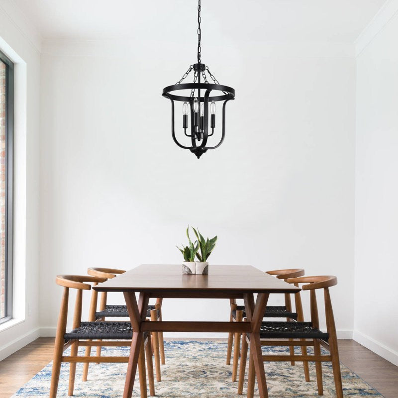 Richardson Industrial Black Wrought Iron Cage Pendant Light