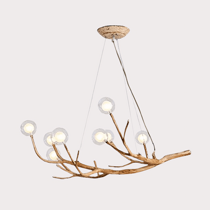 Damian Rustic Tree Branch Chandelier with Bubble Glass Lamp Shades