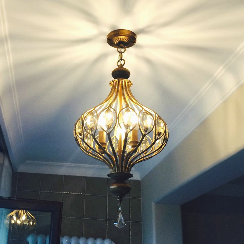 Keir French Luxury Retro Crystal Cage Chandelier