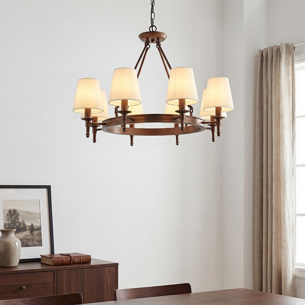 Yasmin Antique Brass Wagon Wheel Chandelier
