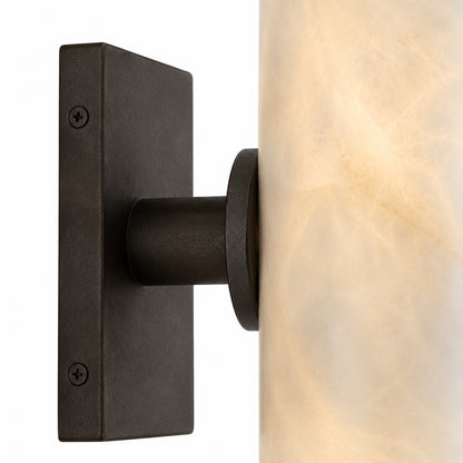 Yorix Alabaster Tube Bronze Finish Wall Sconce
