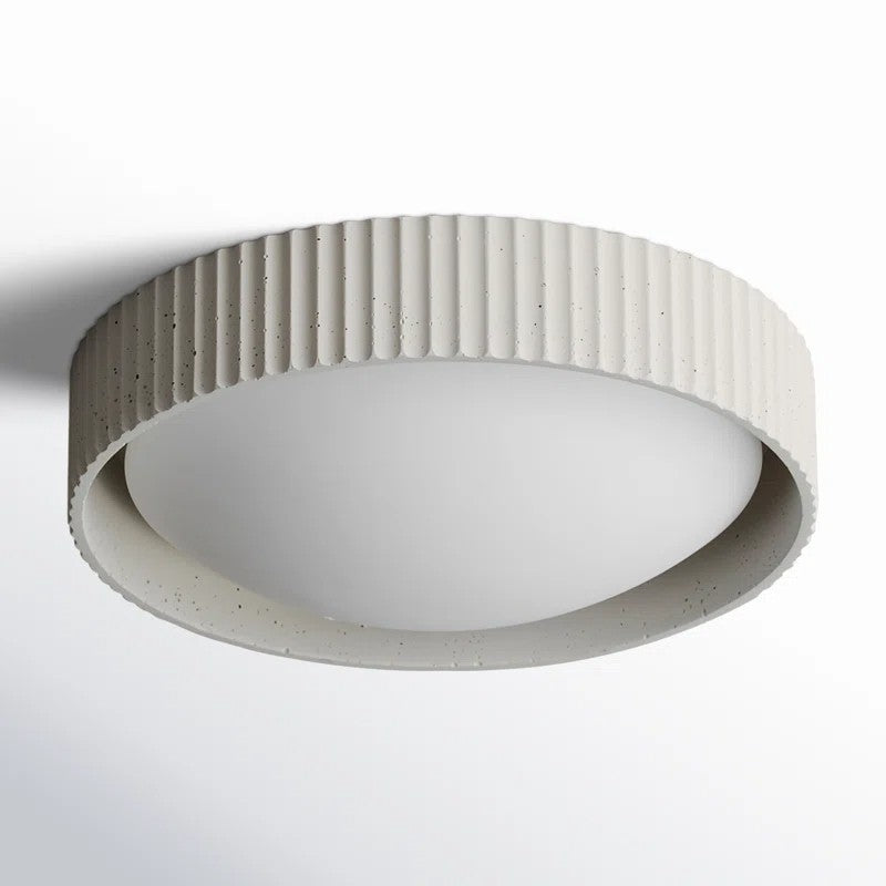 Arnold ‎Minimalist Round Led Fluted Concrete Ceiling Light