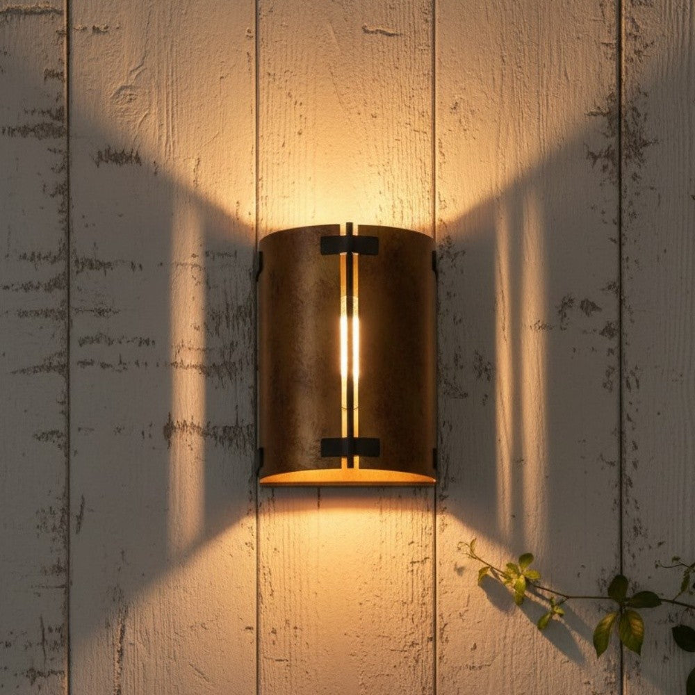 Zoe Industrial Rustic Bronze Cylindrical Metal Wall Sconce