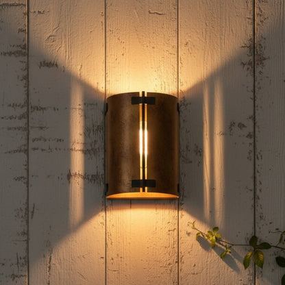 Zoe Industrial Rustic Bronze Cylindrical Metal Wall Sconce
