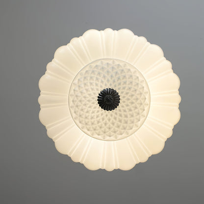 Draxor White Milk Glass Pumpkin Pendant Light