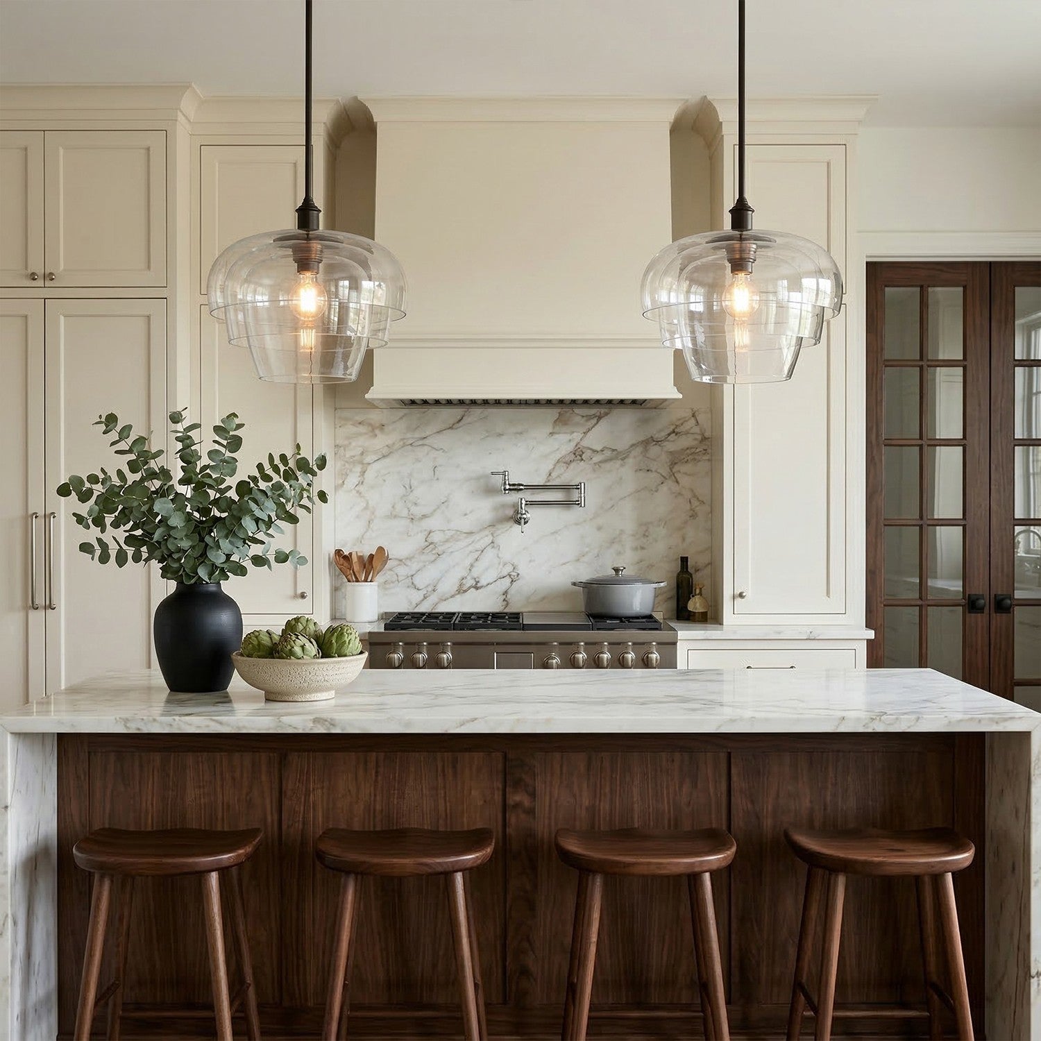 Xena Scandinavian Layered Clear Glass Pendant Light