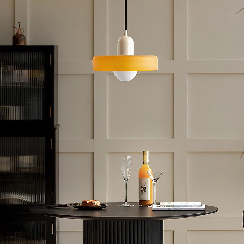 Xanadu Bauhaus Stained Glass Disc Pendant Light