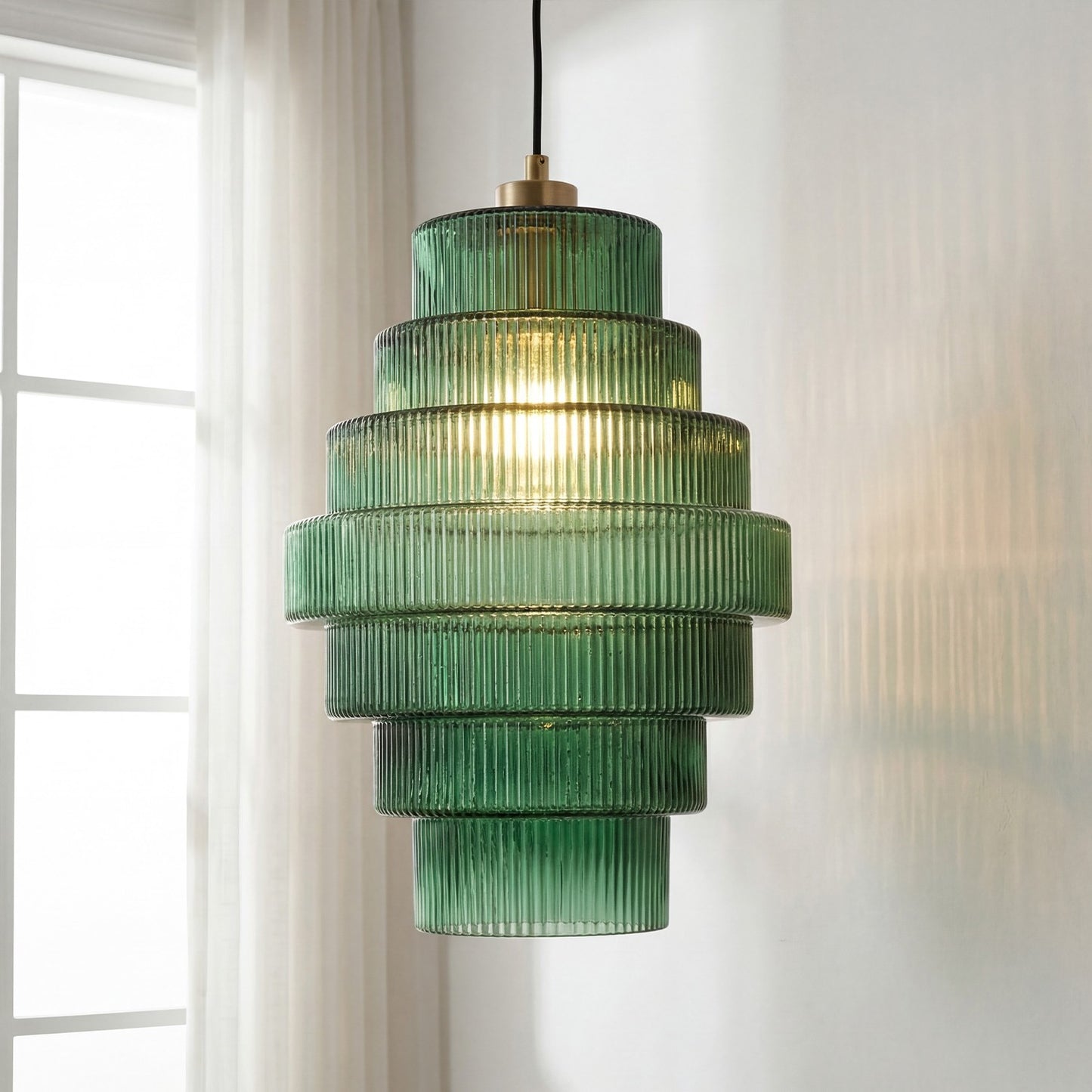 Kaelyn Bottle Shade Stained Striped Glass Pendant Light