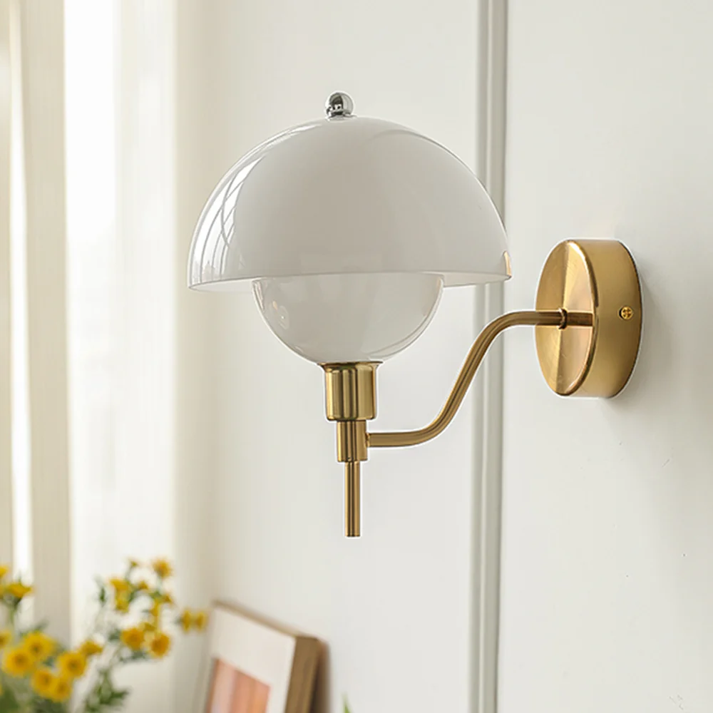 Xavra French Bauhaus Mushroom Glass Aisle Wall Lamp