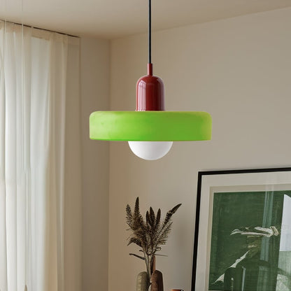 Xanadu Bauhaus Stained Glass Disc Pendant Light