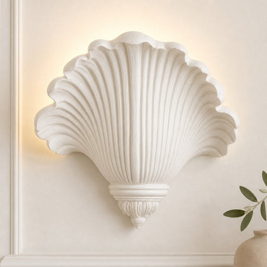 Brinley French Mid-century Resin Scallop Wall Sconce