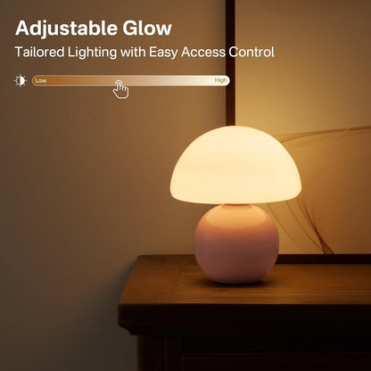 Evinth Mini Colorful Ceramic Base Mushroom Table Lamp
